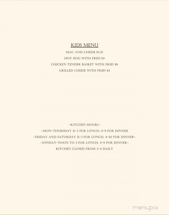 White Sulphur Springs Inn - Liberty, NY menu_pic