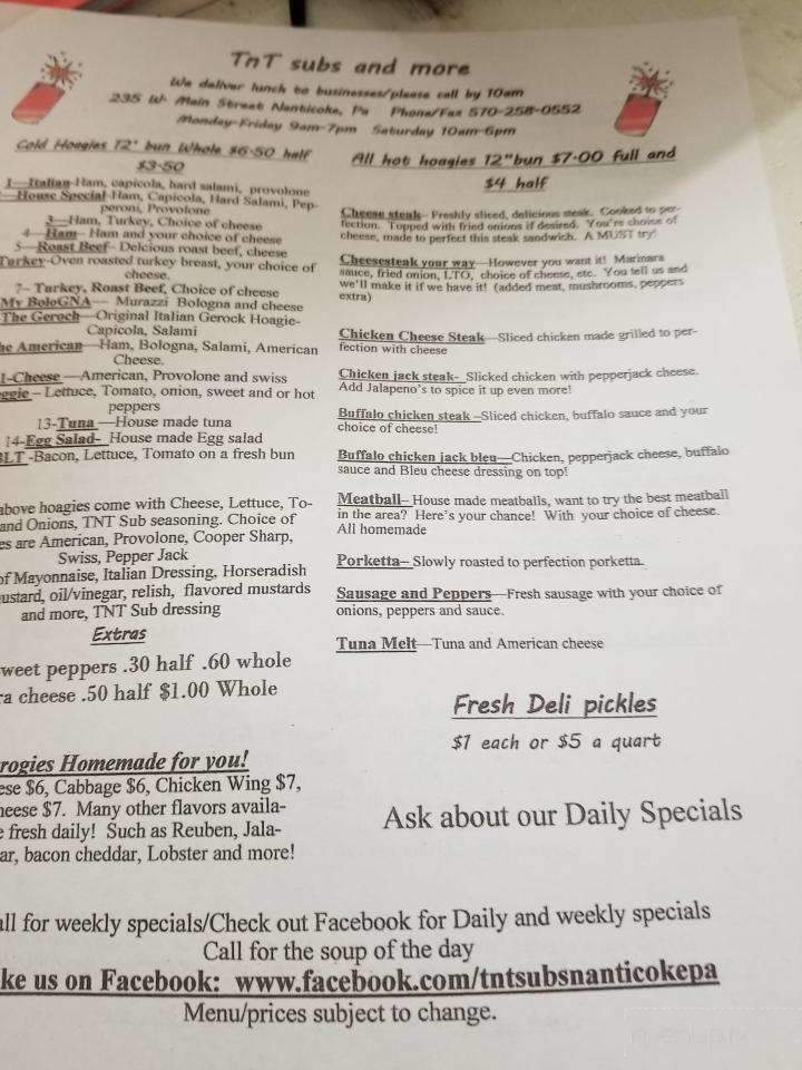 TNT Subs and More - Nanticoke, PA menu_pic