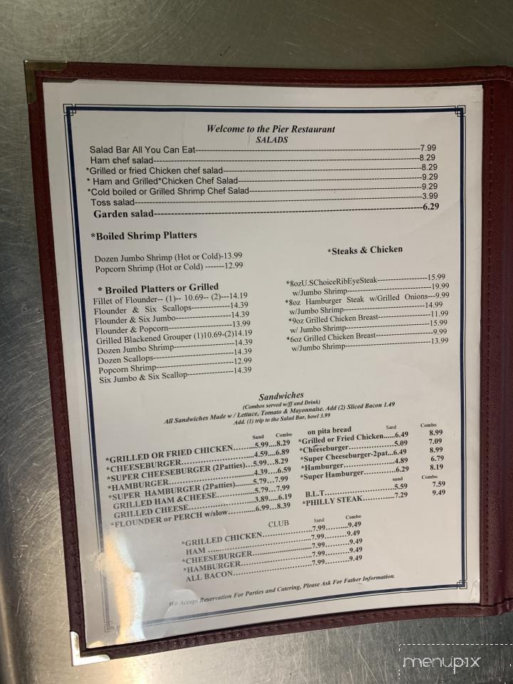 Pier - Marshville, NC menu_pic