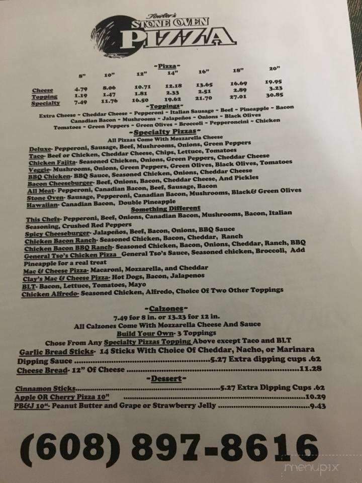 Fowler's Stone Oven Pizza - Brodhead, WI menu_pic