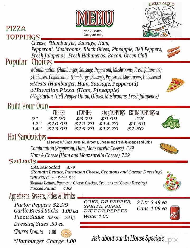 Pizza Parlor - Espanola, NM menu_pic