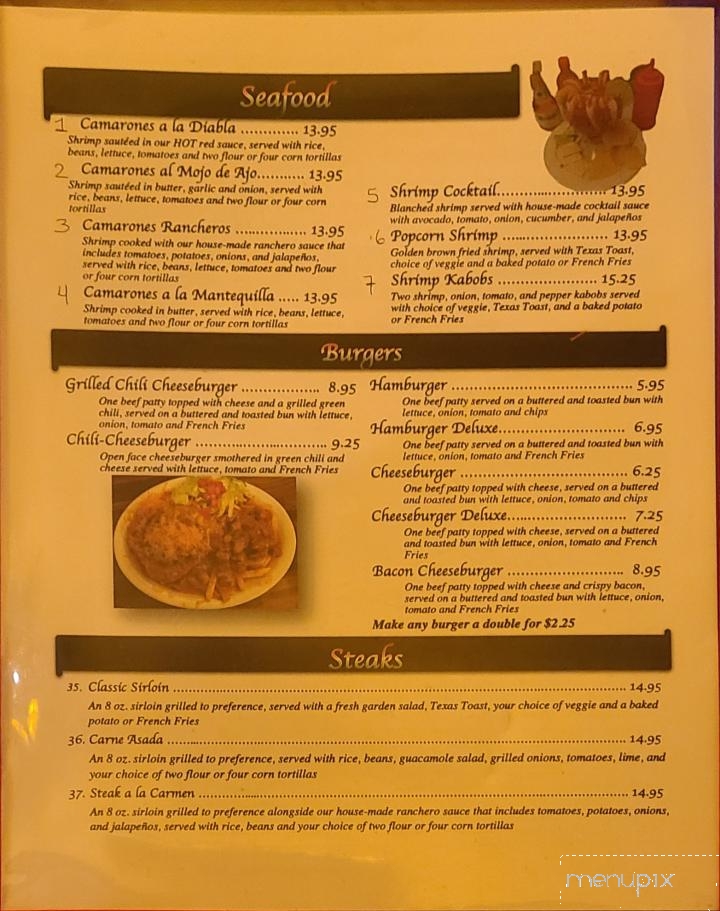 Carmen's Mexican Restaurant - Las Animas, CO menu_pic