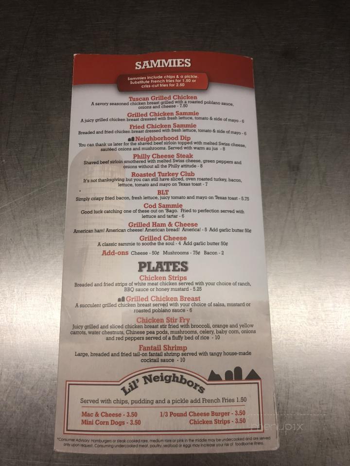 Neighborhood Pub & Grill - Chilton, WI menu_pic
