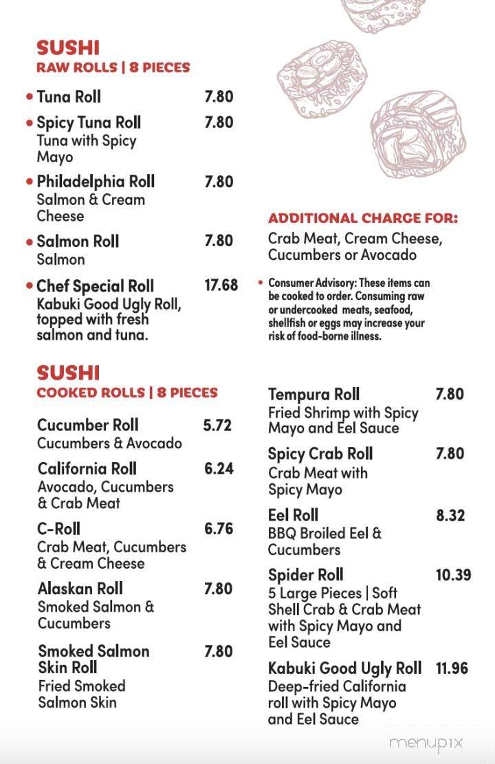 Kabuki Japanese Seafood & Steakhouse - Lexington, NC menu_pic