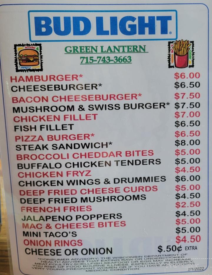 Green Lantern Tavern - Neillsville, WI menu_pic