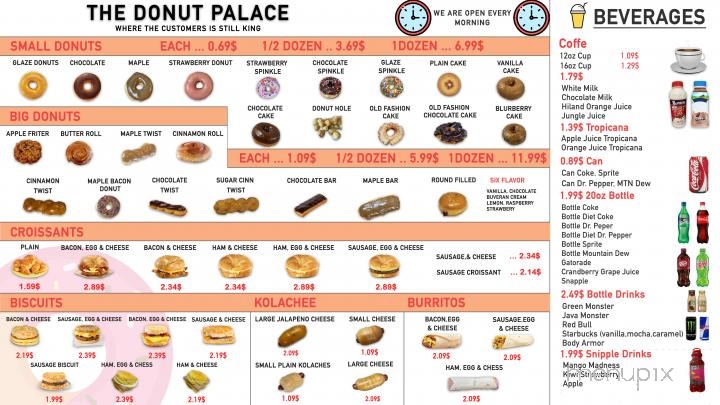 Donut Palace - Camden, AR menu_pic