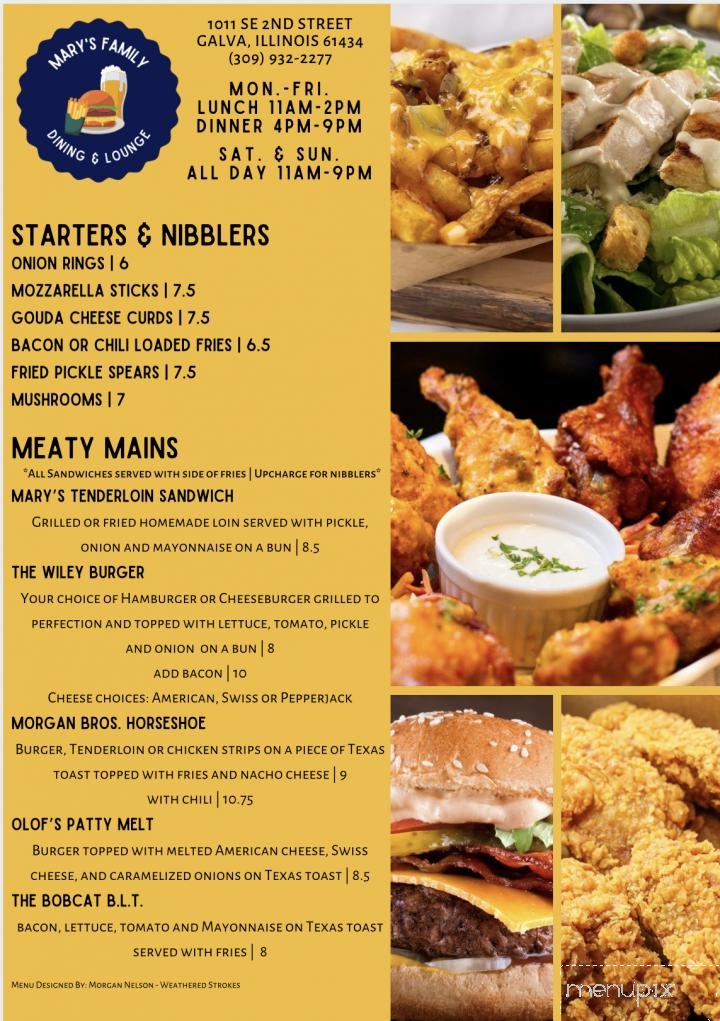 Mary's Family Dining & Lounge - Galva, IL menu_pic