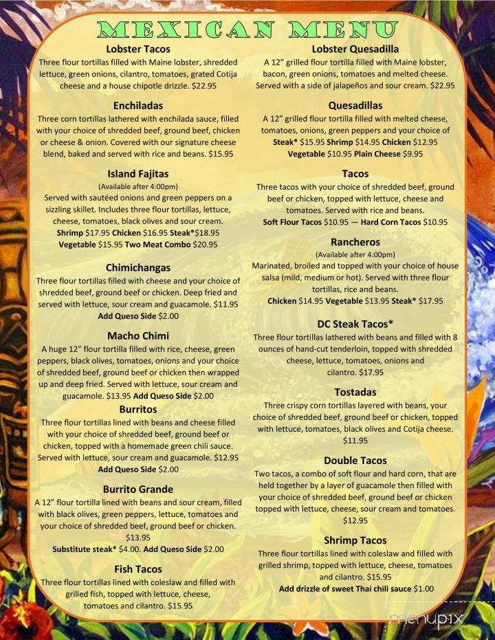 Island Fever Rum Bar & Grill - Jacksonport, WI menu_pic