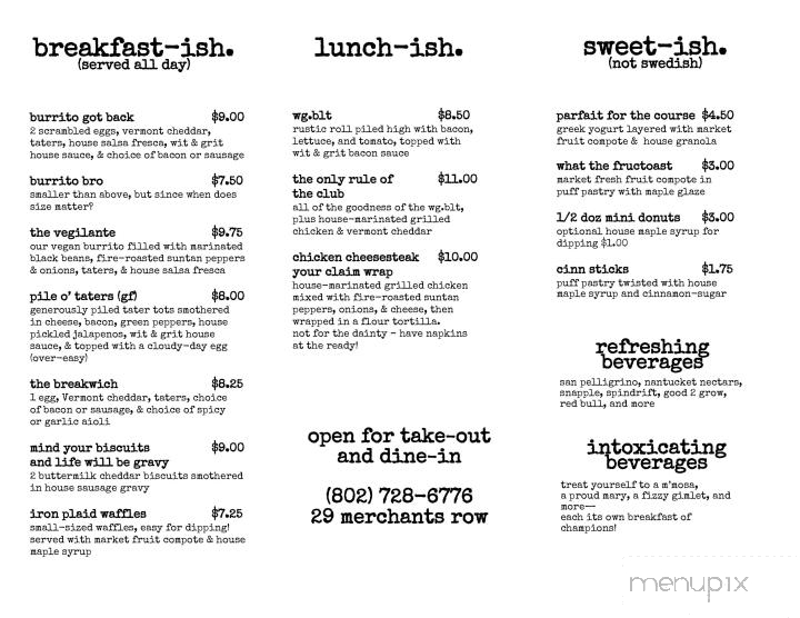 wit & grit. - Randolph, VT menu_pic