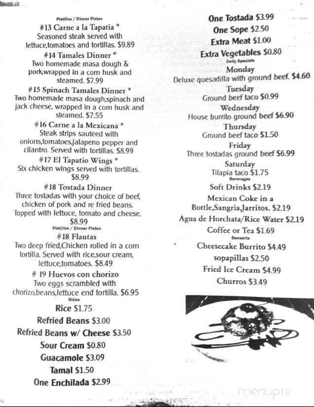 El Tapatio - Muskegon, MI menu_pic