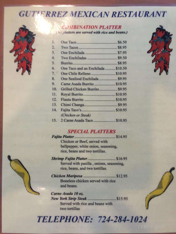 Gutierrez Mexican Restaurant - Butler, PA menu_pic