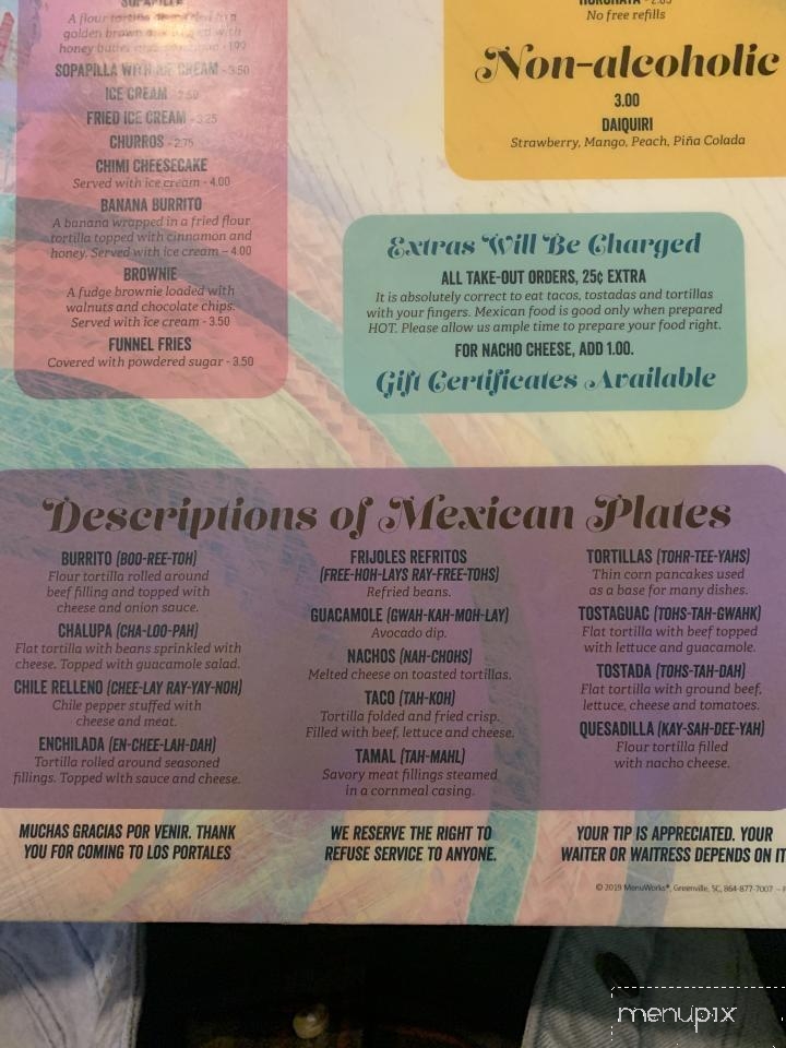 Los Portales Mexican Restaurant - Benton, KY menu_pic