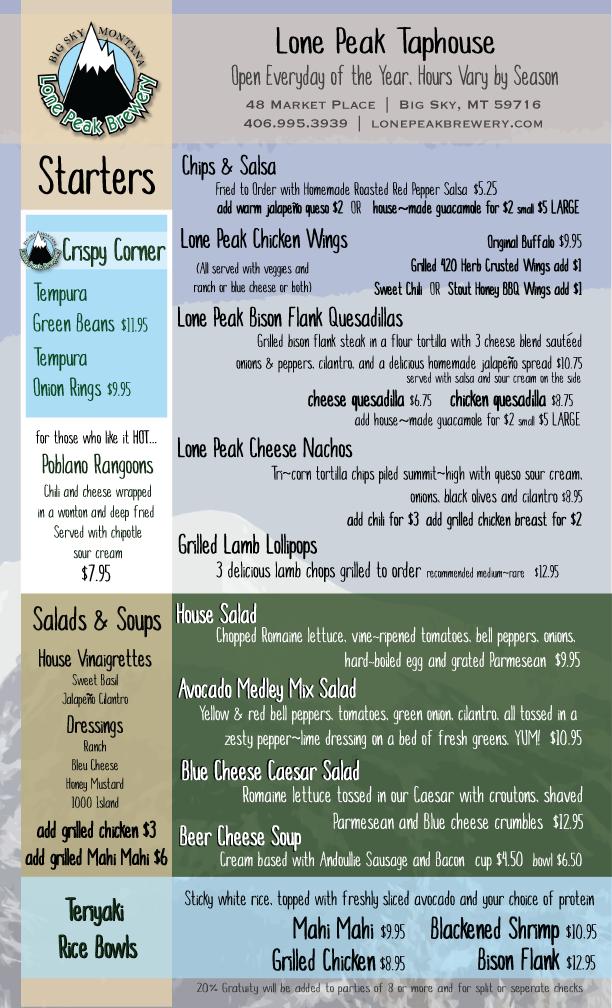 Lone Peak Brewery - Big Sky, MT menu_pic
