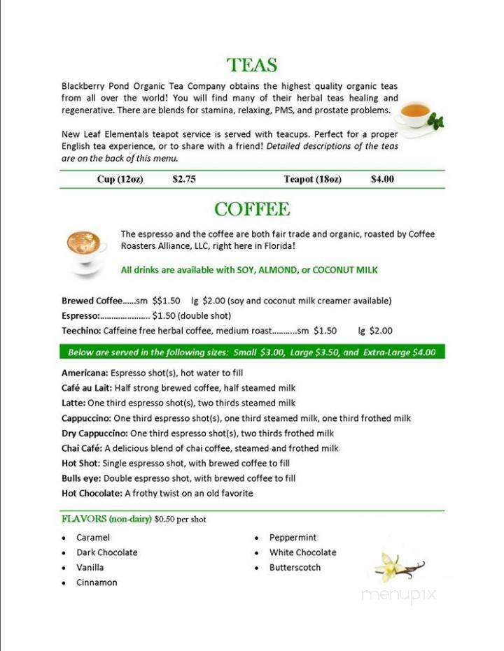 New Leaf Elementals - Tampa, FL menu_pic