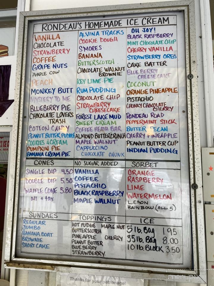 Alvin Rondeau's Dairy Bar - Palmer, MA menu_pic