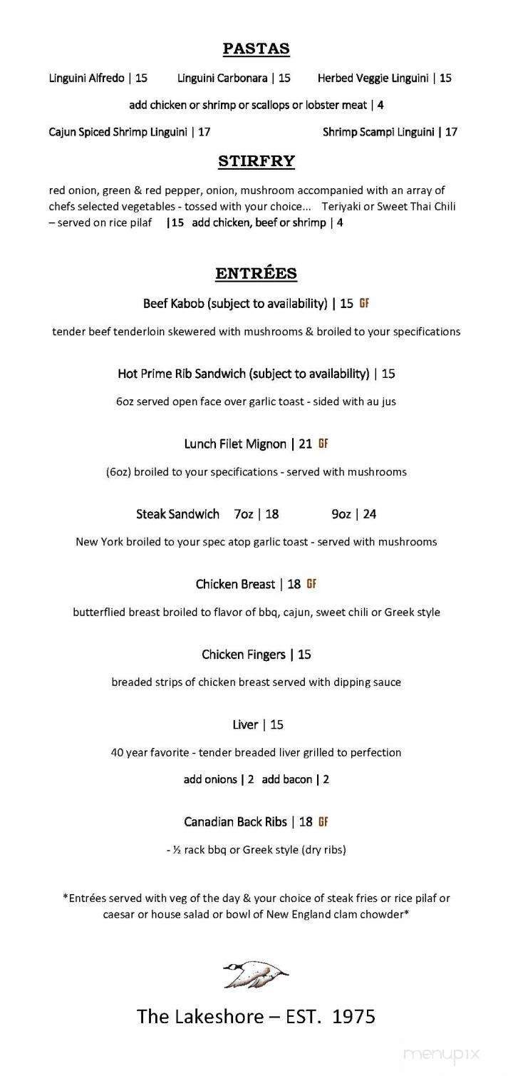 Lakeshore Restaurant - Regina, SK menu_pic