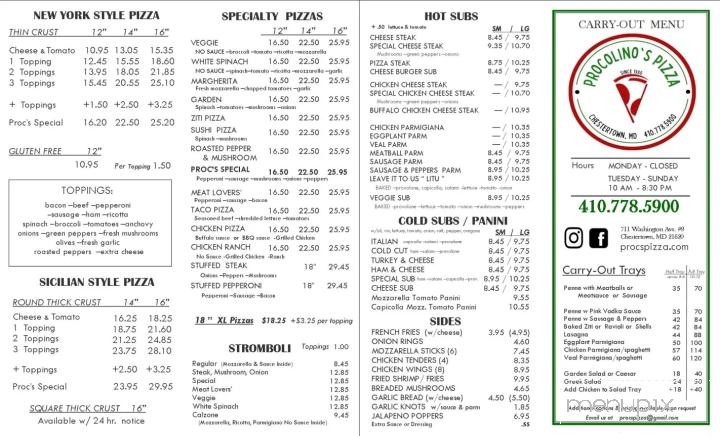 Procolino Pizza & Italian - Chestertown, MD menu_pic