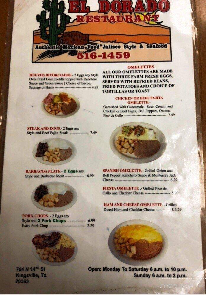 El Dorado Restaurant - Kingsville, TX menu_pic