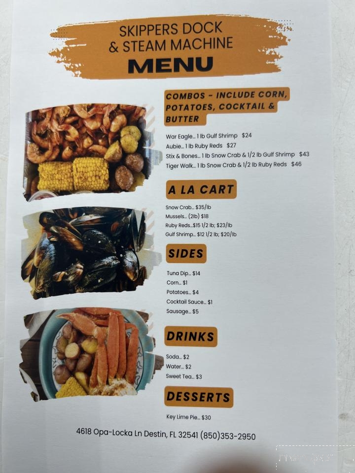 Skippers Dock & Steamer - Destin, FL menu_pic