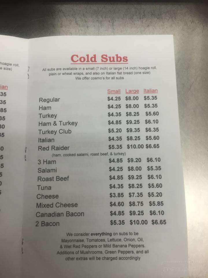 Thad's Place - Montgomery, PA menu_pic
