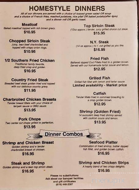 Ranch House Restaurant - Santee, CA menu_pic