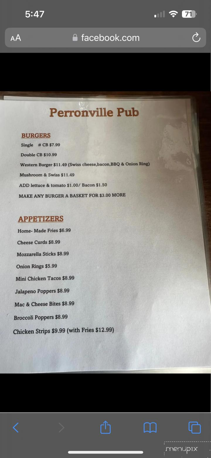 Perronville Pub - Bark River, MI menu_pic