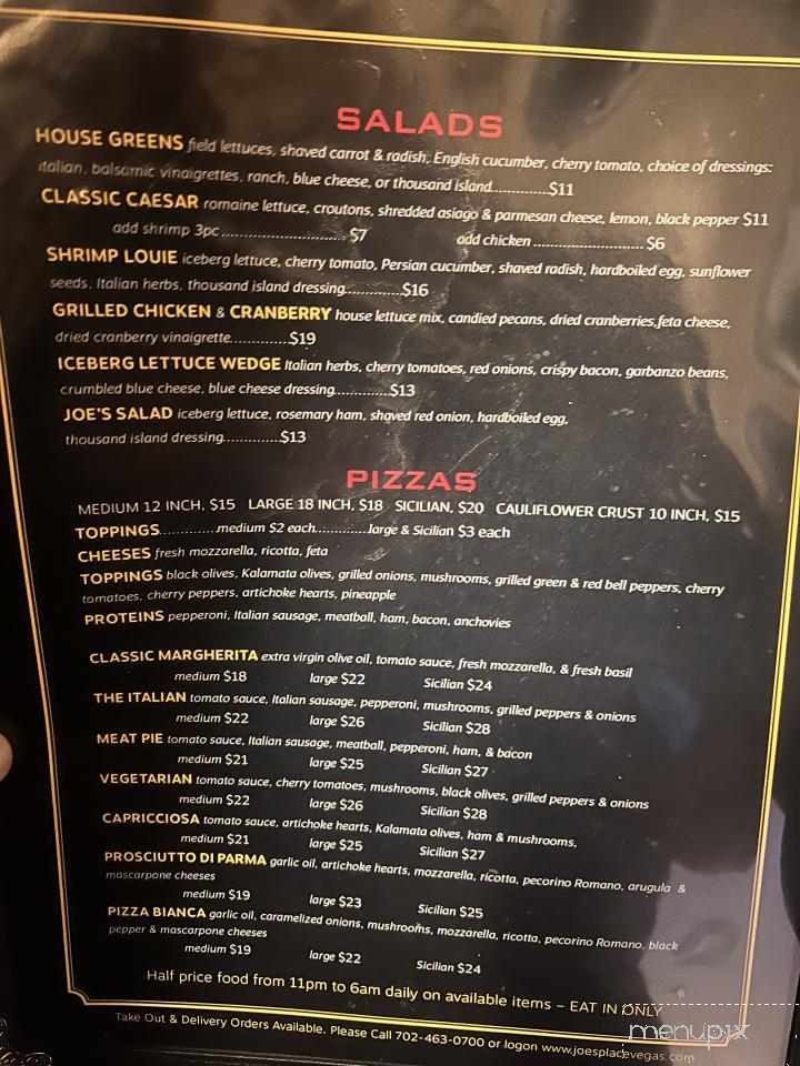 Joe's Place - Henderson, NV menu_pic