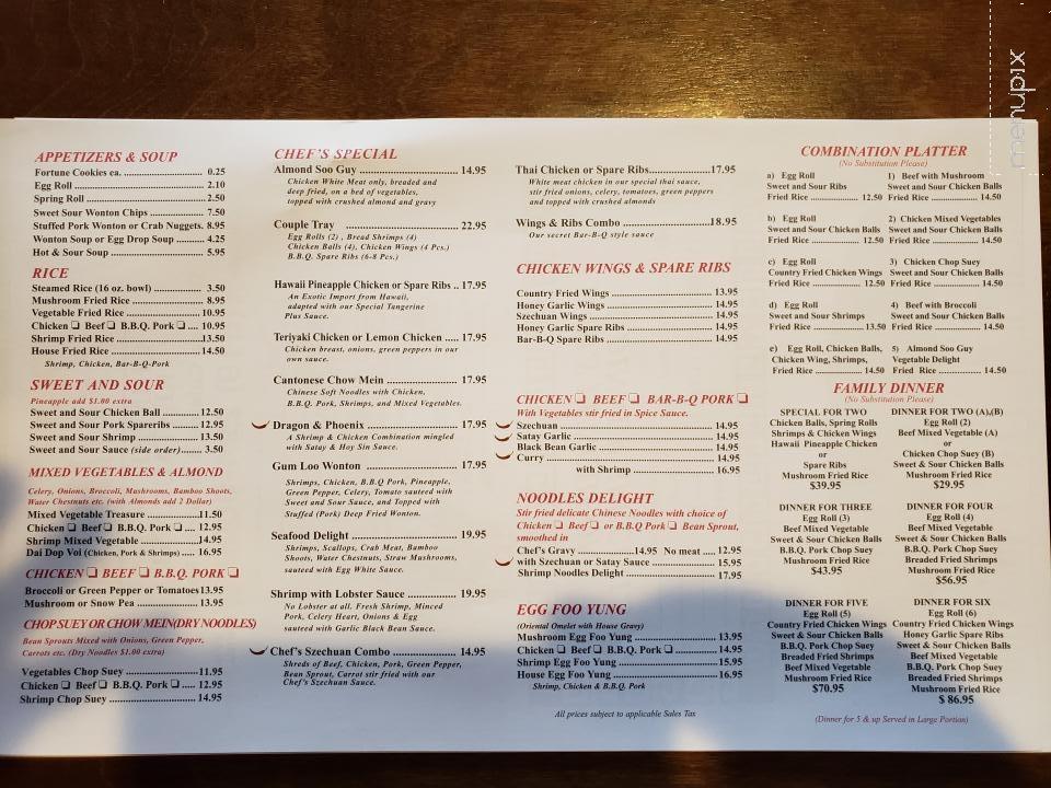 Ming's Chinese Restaurant - Parkhill, ON menu_pic