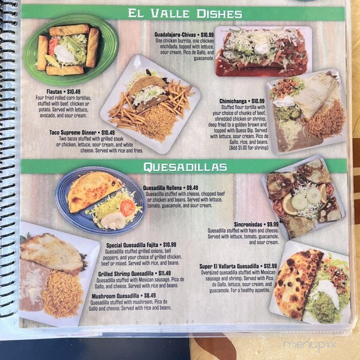 El Vallarta - Paris, TN menu_pic