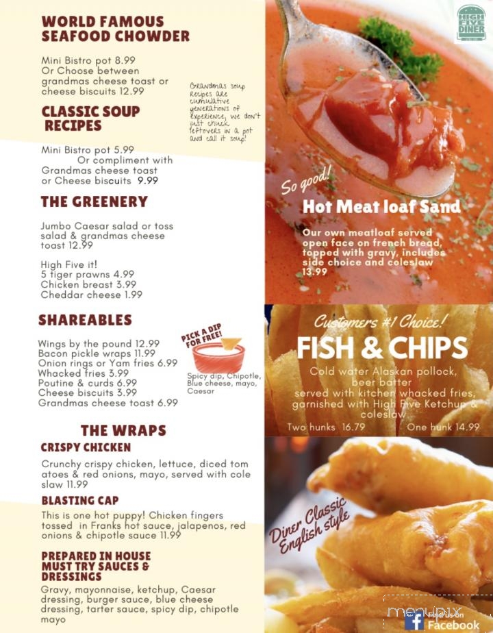 High Five Diner - Little Fort, BC menu_pic