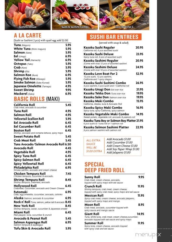 Kazoku Hibachi And Sushi Bar - Marshall, MO menu_pic