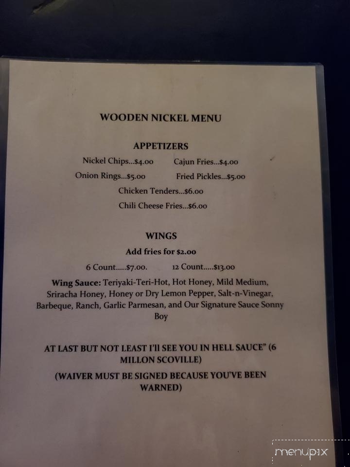 Wooden Nickel - Florence, SC menu_pic