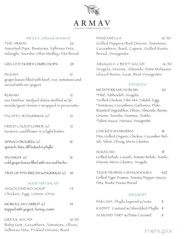 Armav - Los Angeles, CA menu_pic