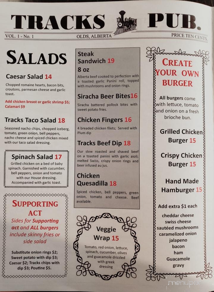 Tracks Pub - Olds, AB menu_pic