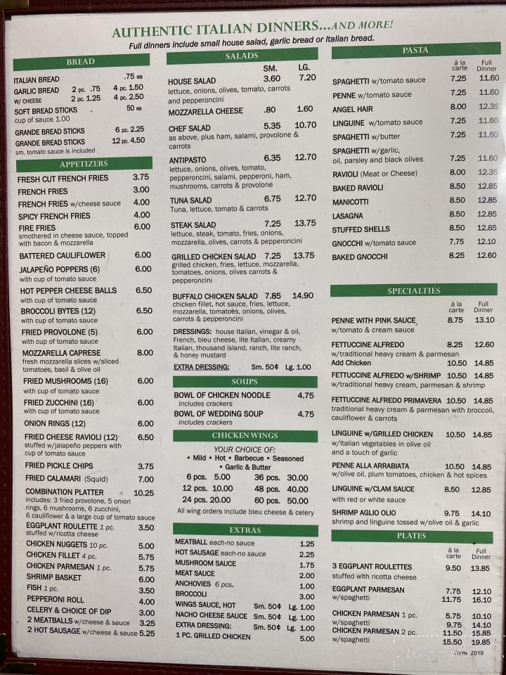 Grande Pizza Italian Restaurant - Irwin, PA menu_pic