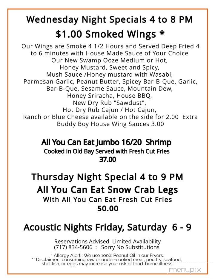 Buddy Boy Winery - Duncannon, PA menu_pic