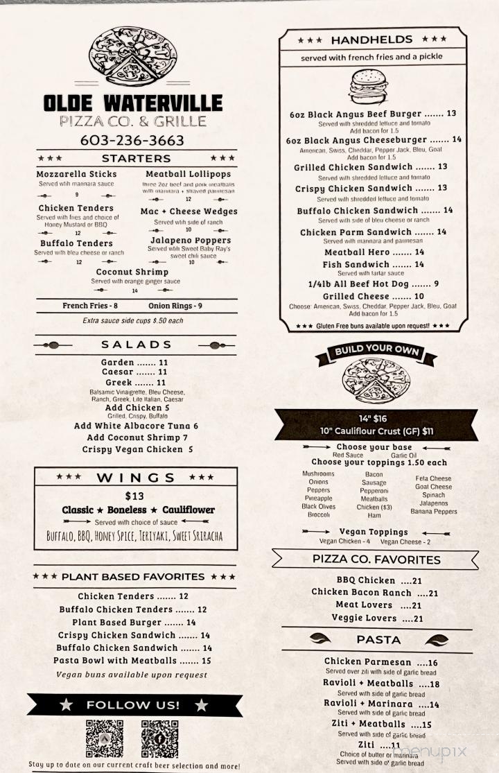 Olde Waterville Pizza Co - Waterville Valley, NH menu_pic