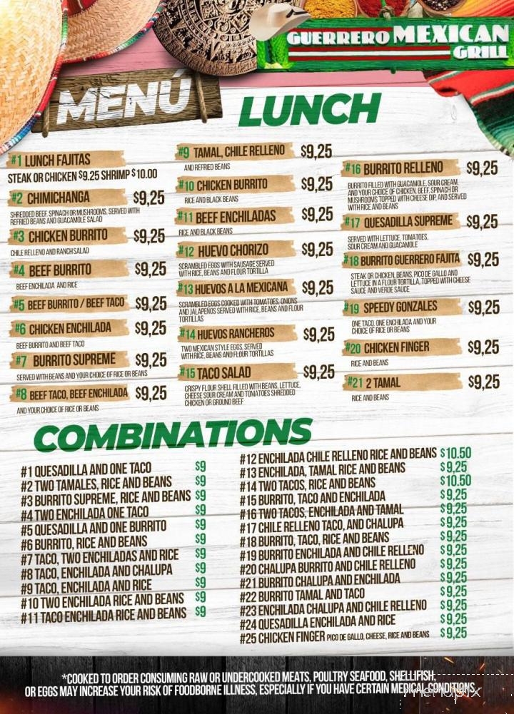 Guerrero Mexican Grill - Leeds, AL menu_pic