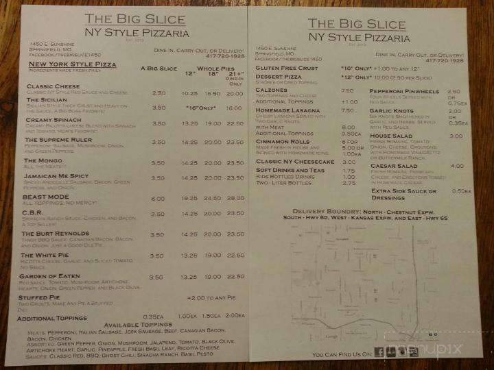 The Big Slice - NY Style Pizzeria - Springfield, MO menu_pic