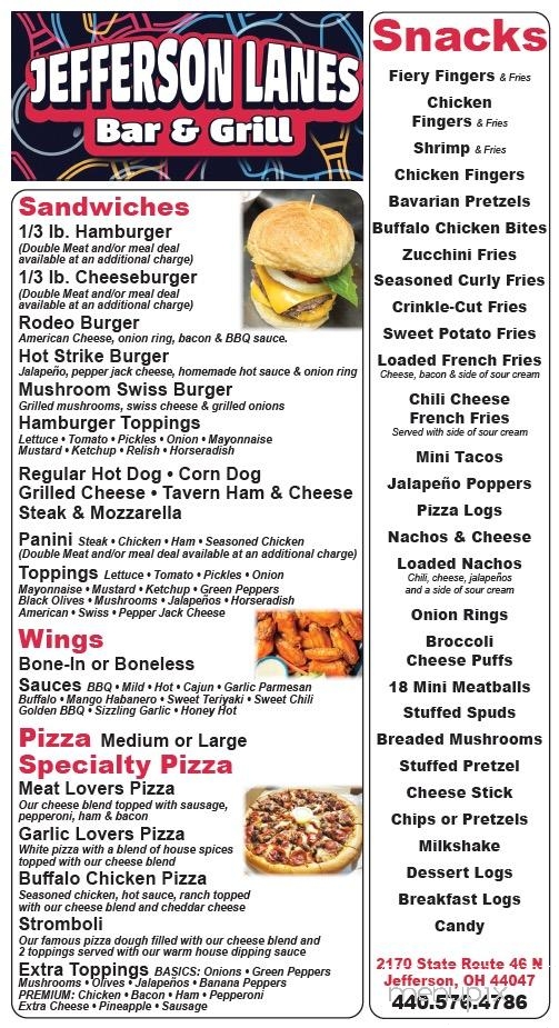 Jefferson Lanes - Jefferson, OH menu_pic