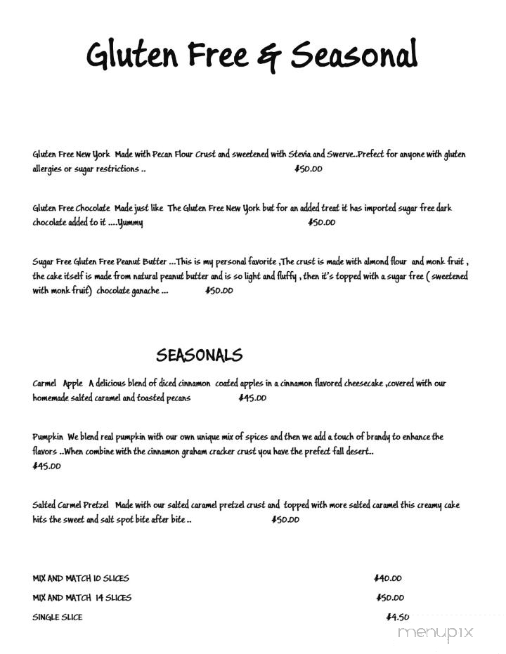 Cheesecakes Plus More Bakery and Cafe - Grandview, TN menu_pic
