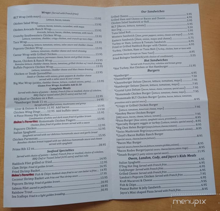 Chez Helen's - Madawaska, ME menu_pic
