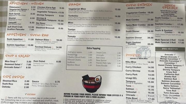 Ya’s Sushi And Ramen - Abington, MA menu_pic
