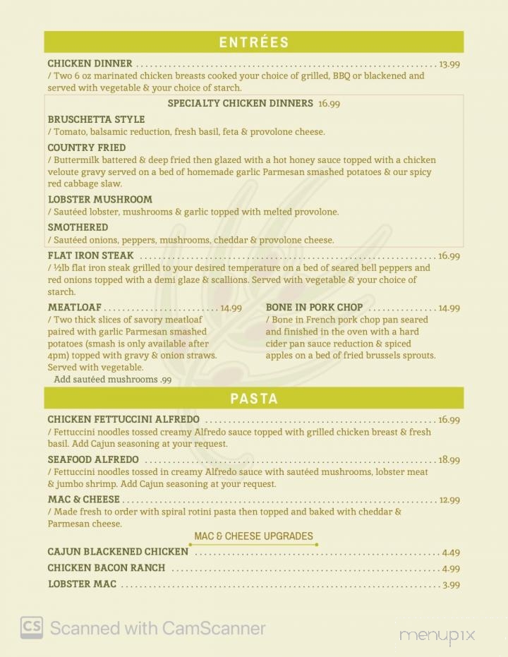 Quimby's Food & Spirits - Lambertville, MI menu_pic