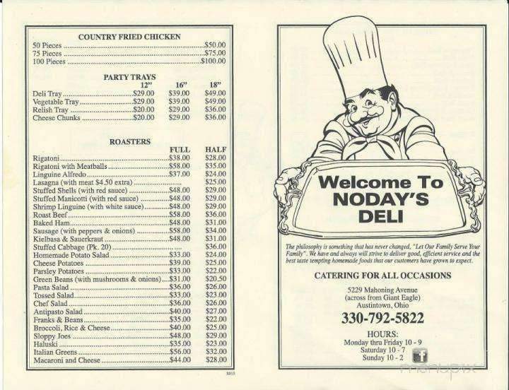 Noday's Pizza & Deli - Youngstown, OH menu_pic