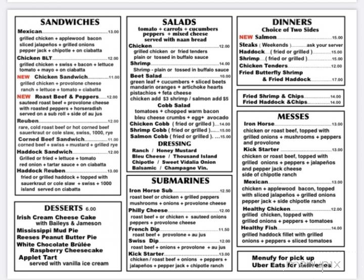 Iron Horse Bar and Grill - Beech Island, SC menu_pic