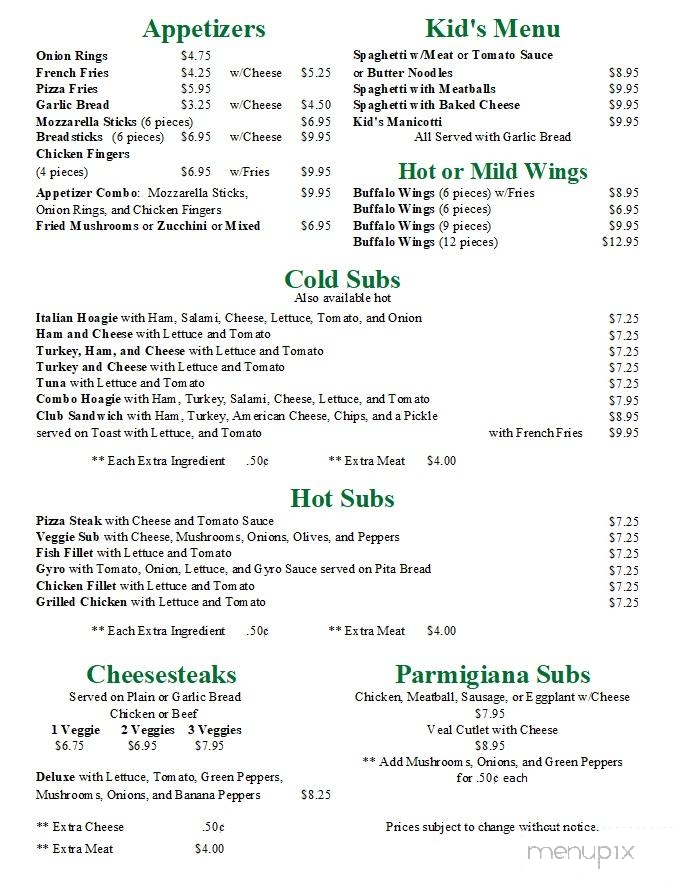 Casa Mia's Pizza & Italian Family Restaurant - Littleton, NC menu_pic