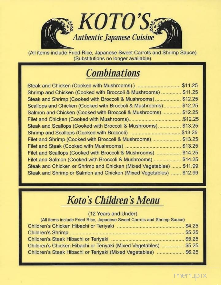 Koto's Japanese Restaurants - Wilkesboro, NC menu_pic