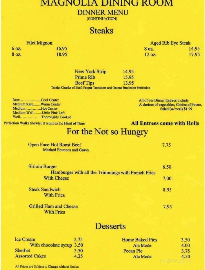 Magnolia Dining Room - Florence, SC menu_pic