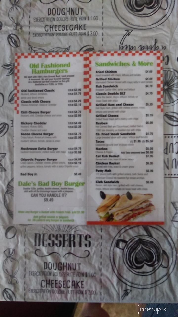 Dale's Burgers And More - Quinlan, TX menu_pic